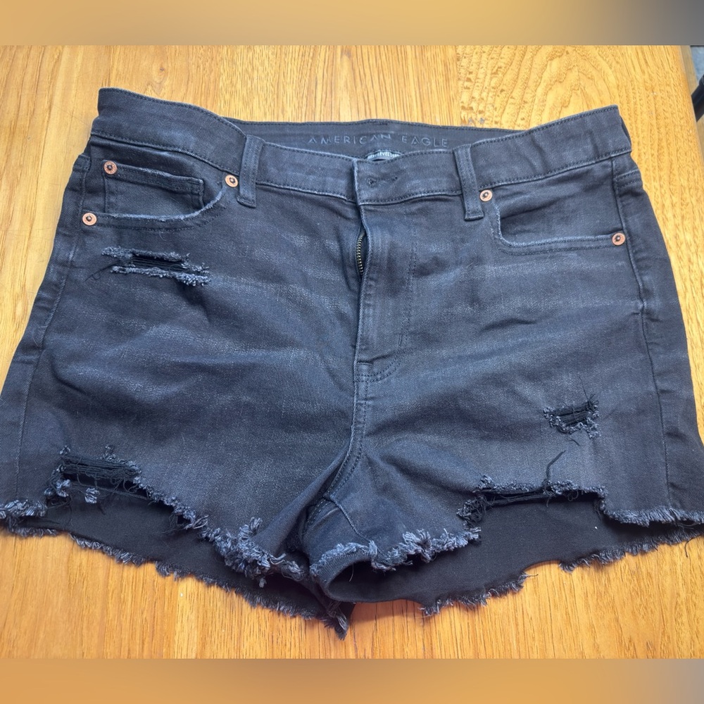 American Eagle Outfitters Dark Gray Distressed Jean Shorts